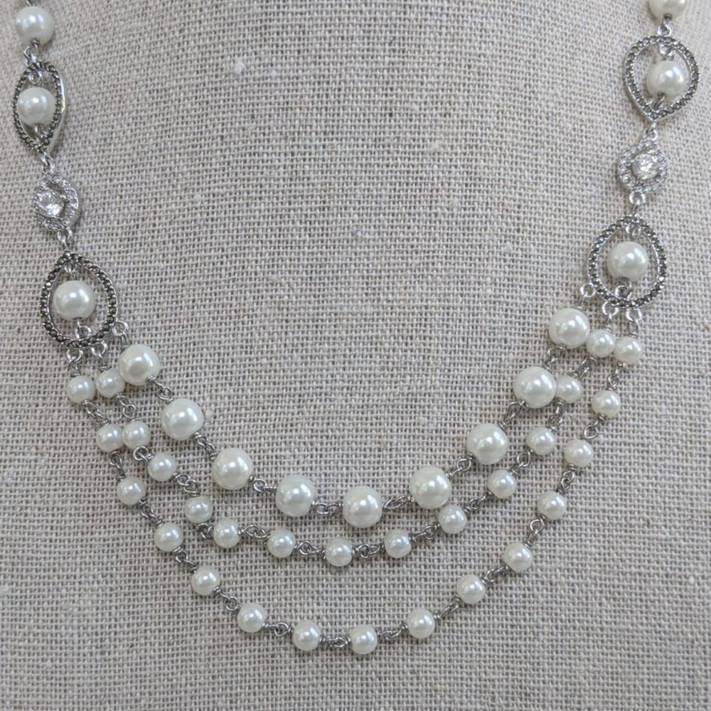 Judith Jack Sterling Silver Pearl Necklace - Picture 1 of 11